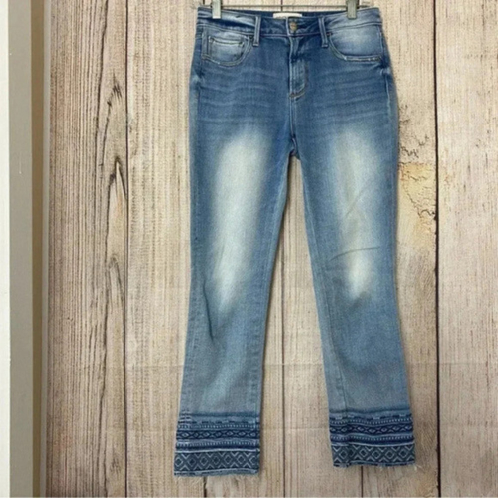 Driftwood Womens collete crop ankle jeans diamond blue embroidered size W25/L26